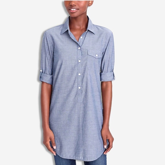 J. Crew Factory Tops - J. Crew Factory S Chambray Popover Tunic Top Blue